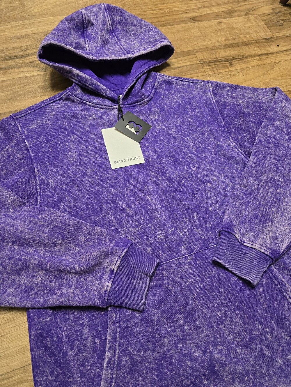 Nwt! Unisex Vintage Pullover Purple Washed RaglanHoodie Sz Xl